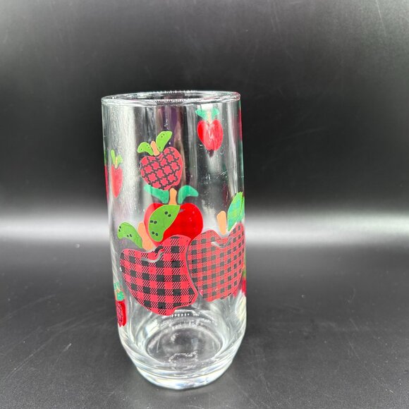 Vintage 1996 Anchor Hocking Applejack 16 oz Iced Tea Glass Apple Print VTG - Picture 2 of 11